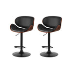 Artiss Bar Stools Kitchen Leather Barstools Swivel Gas Lift Chairs Black x2 - Furniture > Bar Stools & Chairs > Table &