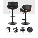Artiss Bar Stools Kitchen Leather Barstools Swivel Gas Lift Vintage Chairs Black - Furniture > Bar Stools & Chairs >