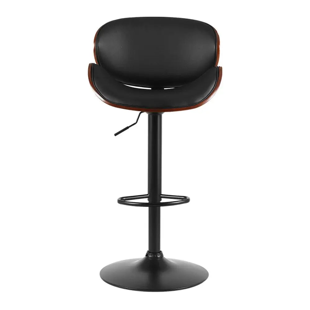 Artiss Bar Stools Kitchen Leather Barstools Swivel Gas Lift Vintage Chairs Black - Furniture > Bar Stools & Chairs >
