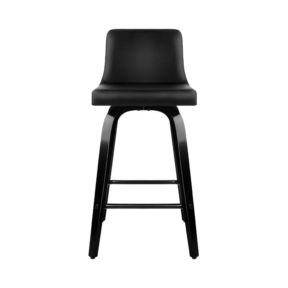 Artiss Bar Stools Kitchen Leather Barstools Swivel Wooden Chairs X2 - Furniture > Bar Stools & Chairs