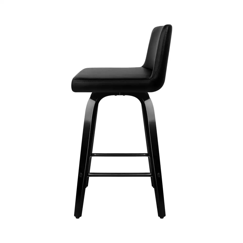 Artiss Bar Stools Kitchen Leather Barstools Swivel Wooden Chairs X2 - Furniture > Bar Stools & Chairs