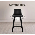 Artiss Bar Stools Kitchen Leather Barstools Swivel Wooden Chairs X2 - Furniture > Bar Stools & Chairs