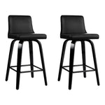 Artiss Bar Stools Kitchen Leather Barstools Swivel Wooden Chairs X2 - Furniture > Bar Stools & Chairs