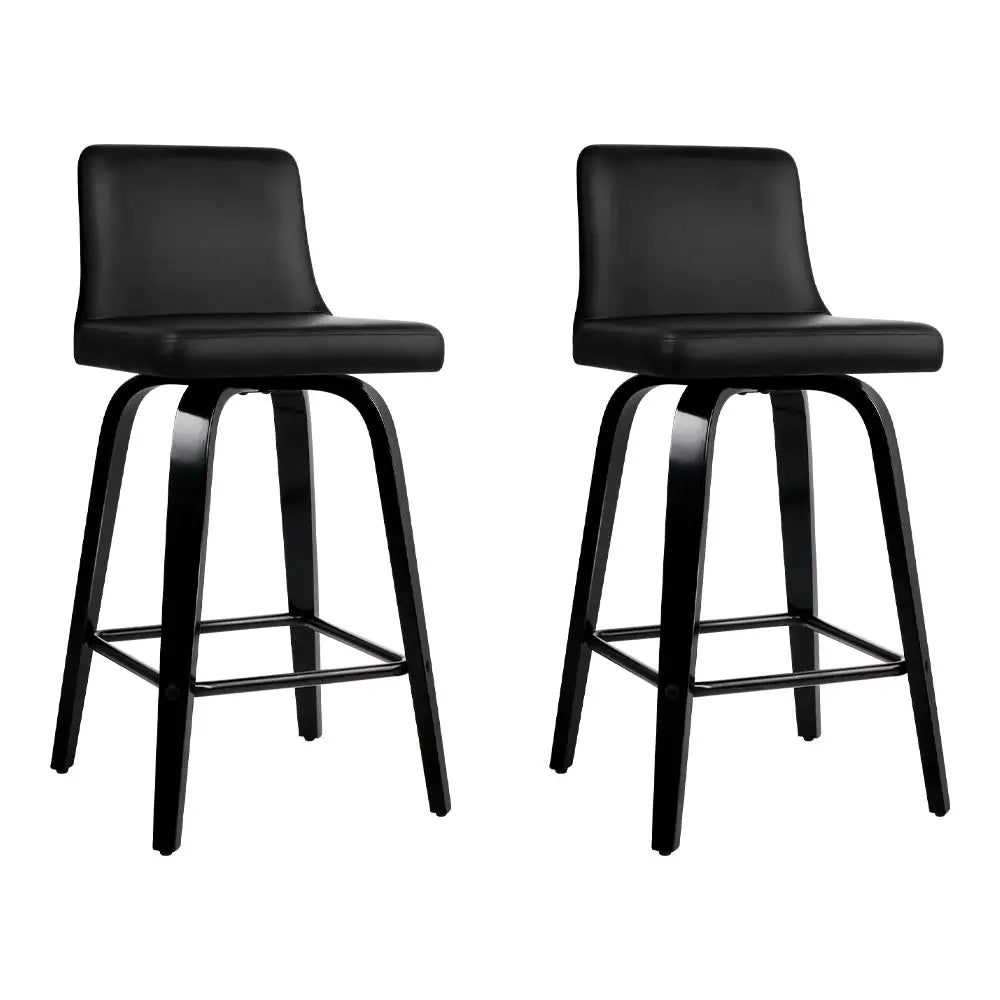 Artiss Bar Stools Kitchen Leather Barstools Swivel Wooden Chairs X2 - Furniture > Bar Stools & Chairs