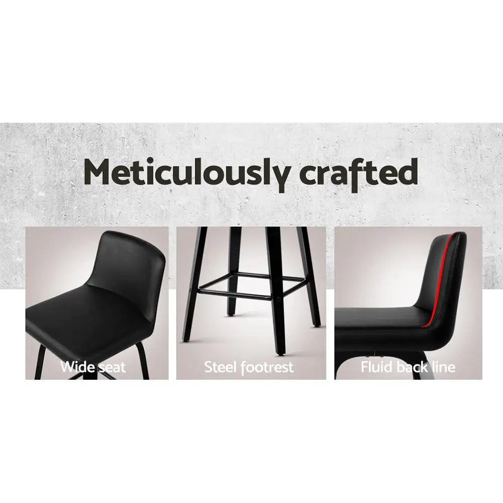 Artiss Bar Stools Kitchen Leather Barstools Swivel Wooden Chairs X2 - Furniture > Bar Stools & Chairs