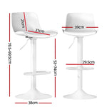 Artiss Bar Stools Kitchen Swivel Gas Lift Stool Leather Dining Chairs White x2 - Furniture > Bar Stools & Chairs