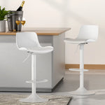 Artiss Bar Stools Kitchen Swivel Gas Lift Stool Leather Dining Chairs White x2 - Furniture > Bar Stools & Chairs