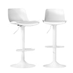 Artiss Bar Stools Kitchen Swivel Gas Lift Stool Leather Dining Chairs White x2 - Furniture > Bar Stools & Chairs