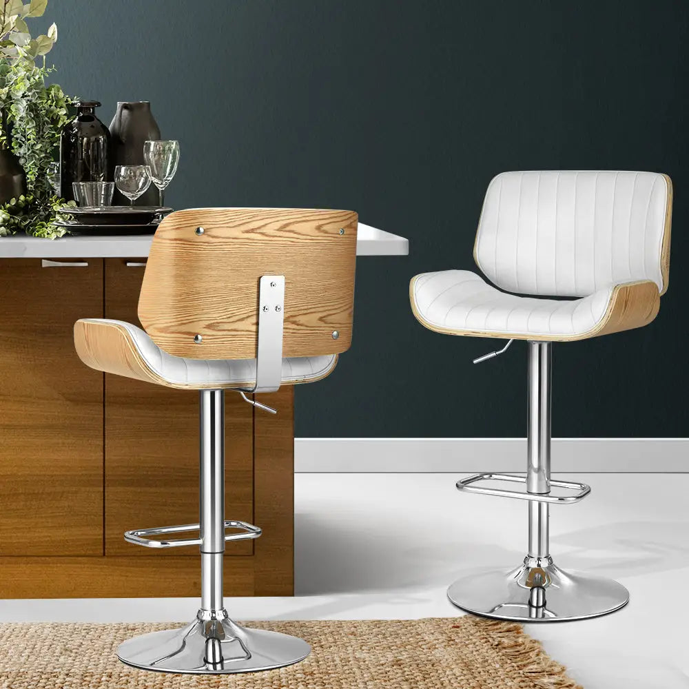 Artiss Bar Stools Swivel Leather Chairs Wooden - Furniture > Bar Stools & Chairs > Table & Bar Stools