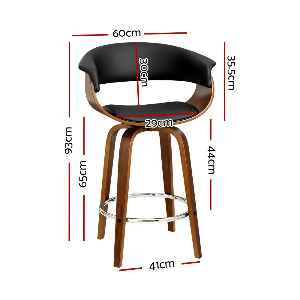 Artiss Bar Stools Swivel PU Seat Wooden - Furniture > Bar Stools & Chairs