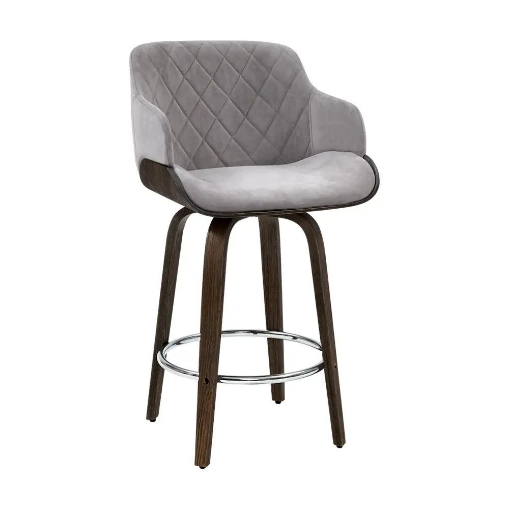 Artiss Bar Stools Swivel Velvet Padded Wooden - Furniture > Bar Stools & Chairs