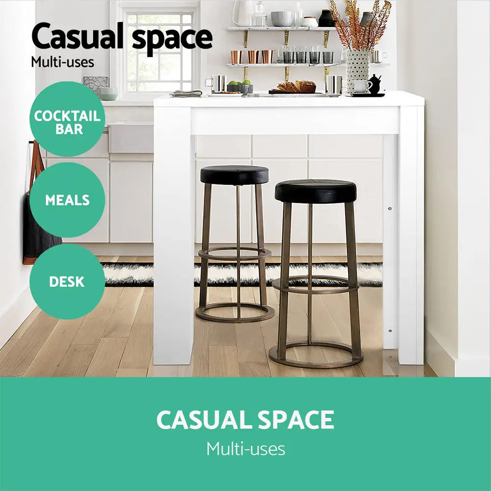 Artiss Bar Table 3-tier Storage Shelves White - Furniture > Living Room