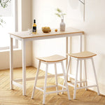 Artiss Bar Table and Stools Set Dining Desk Solid Wood Kitchen Chairs Cafe Pub - Furniture > Dining > Kitchen & Dining
