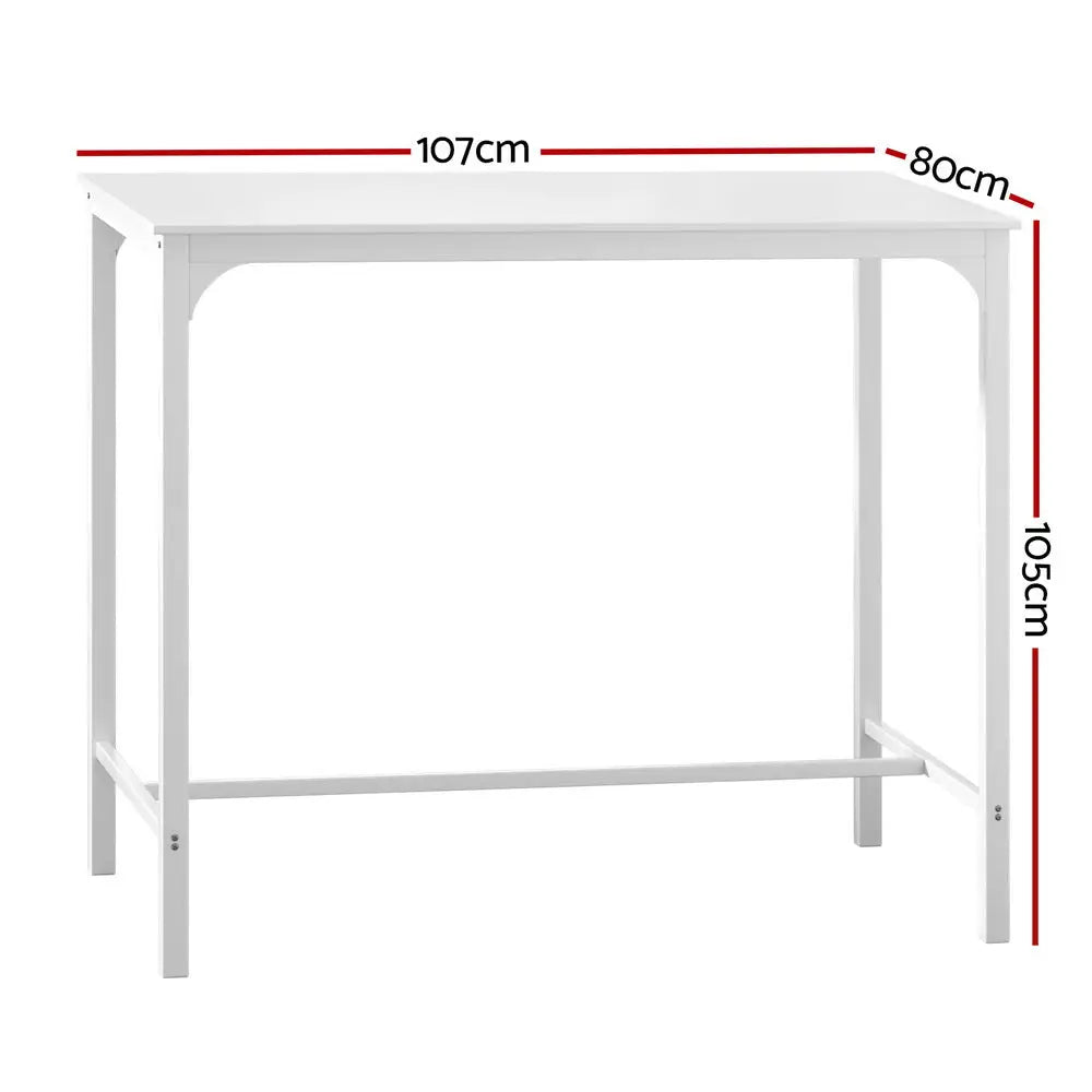 Artiss Bar Table Dining Metal Legs Cafe Pub White - Furniture > Dining