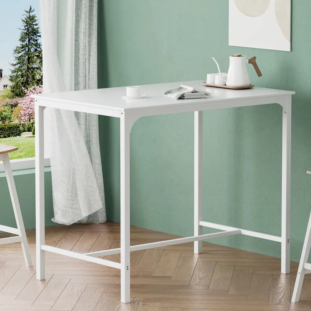 Artiss Bar Table Dining Metal Legs Cafe Pub White - Furniture > Dining