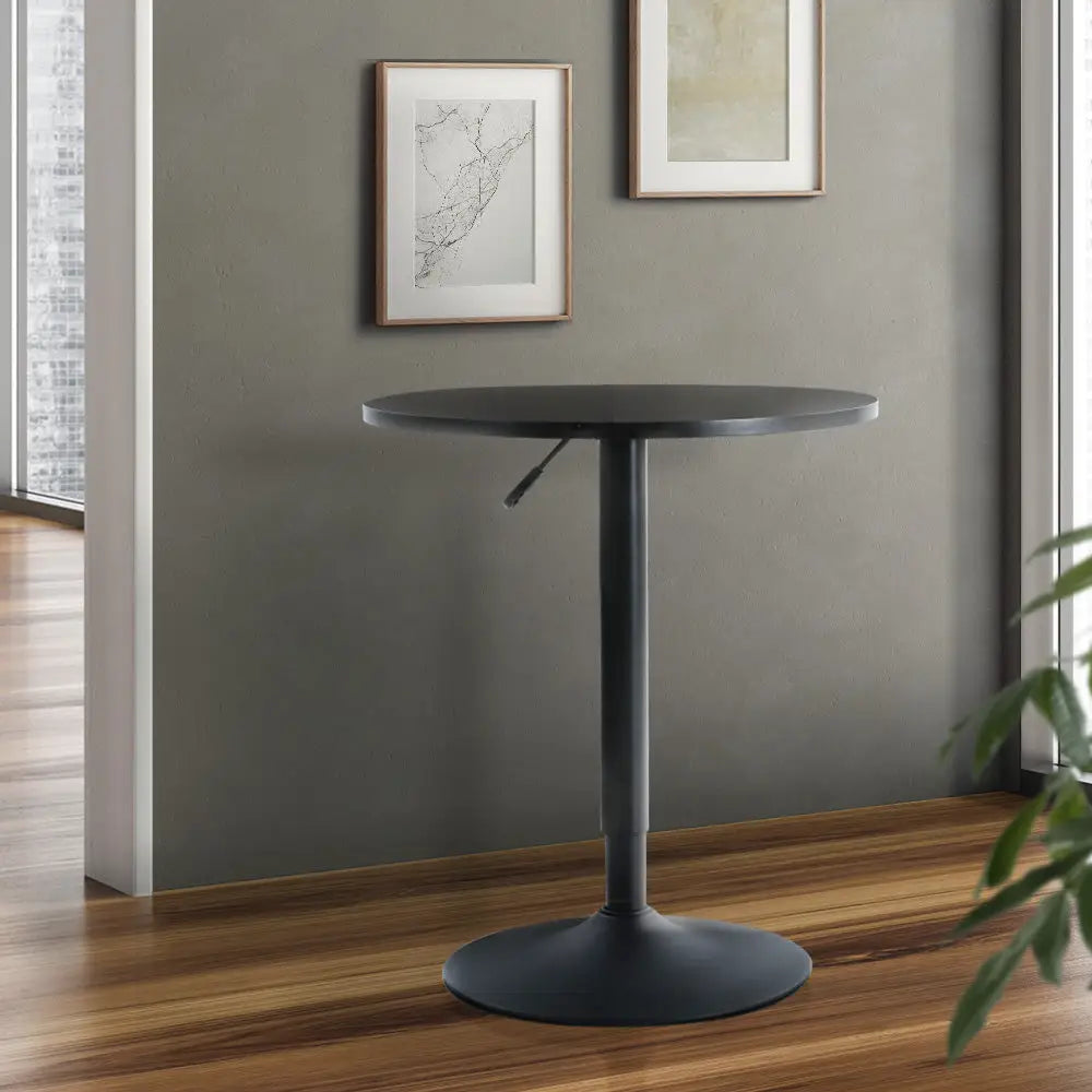 Artiss Bar Table Gas Lift Round Black - Furniture > Dining