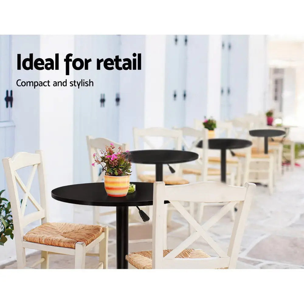 Artiss Bar Table Gas Lift Round Black - Furniture > Dining