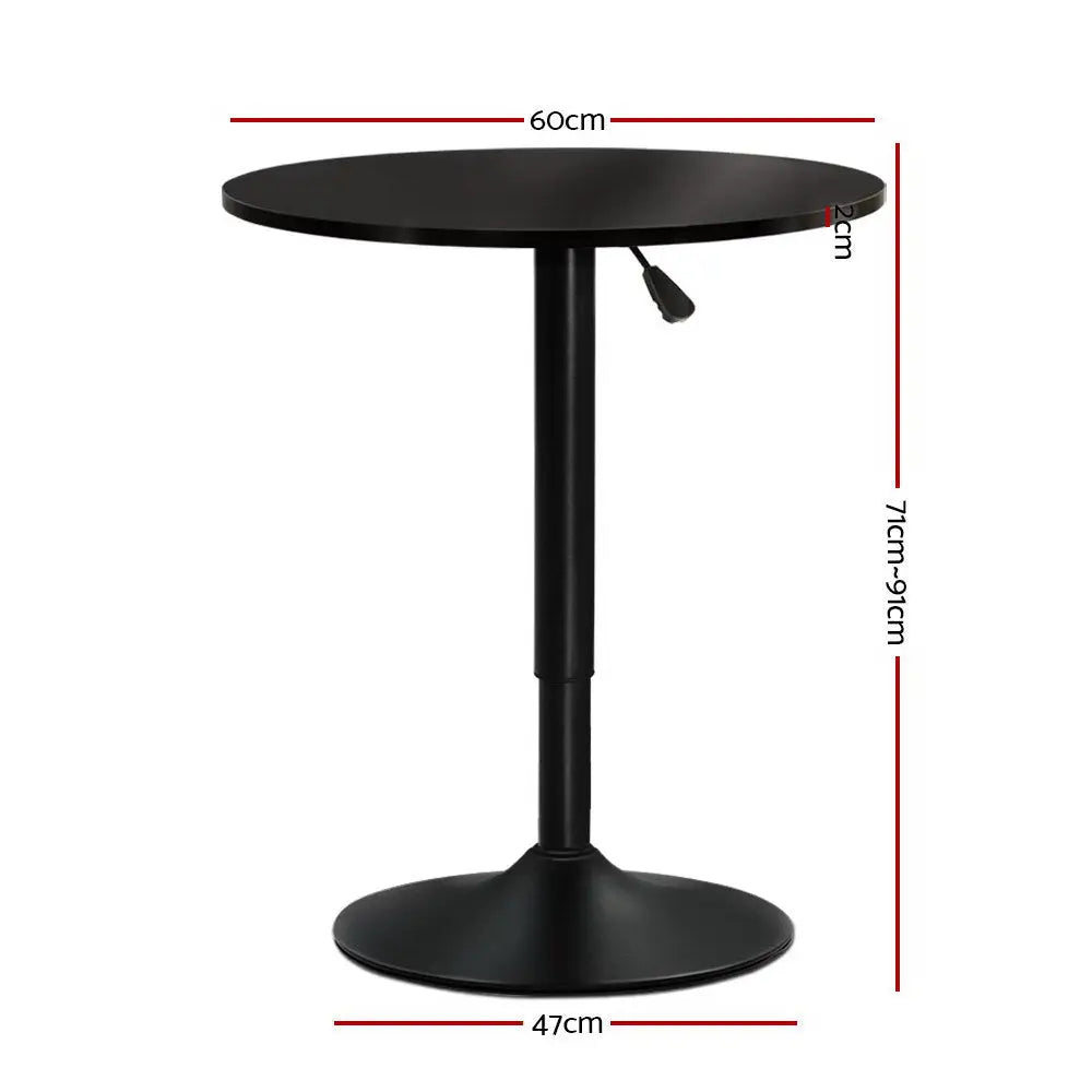 Artiss Bar Table Gas Lift Round Black - Furniture > Dining