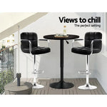 Artiss Bar Table Gas Lift Round Black - Furniture > Dining