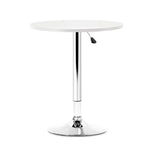 Artiss Bar Table Gas Lift Round White - Furniture > Dining