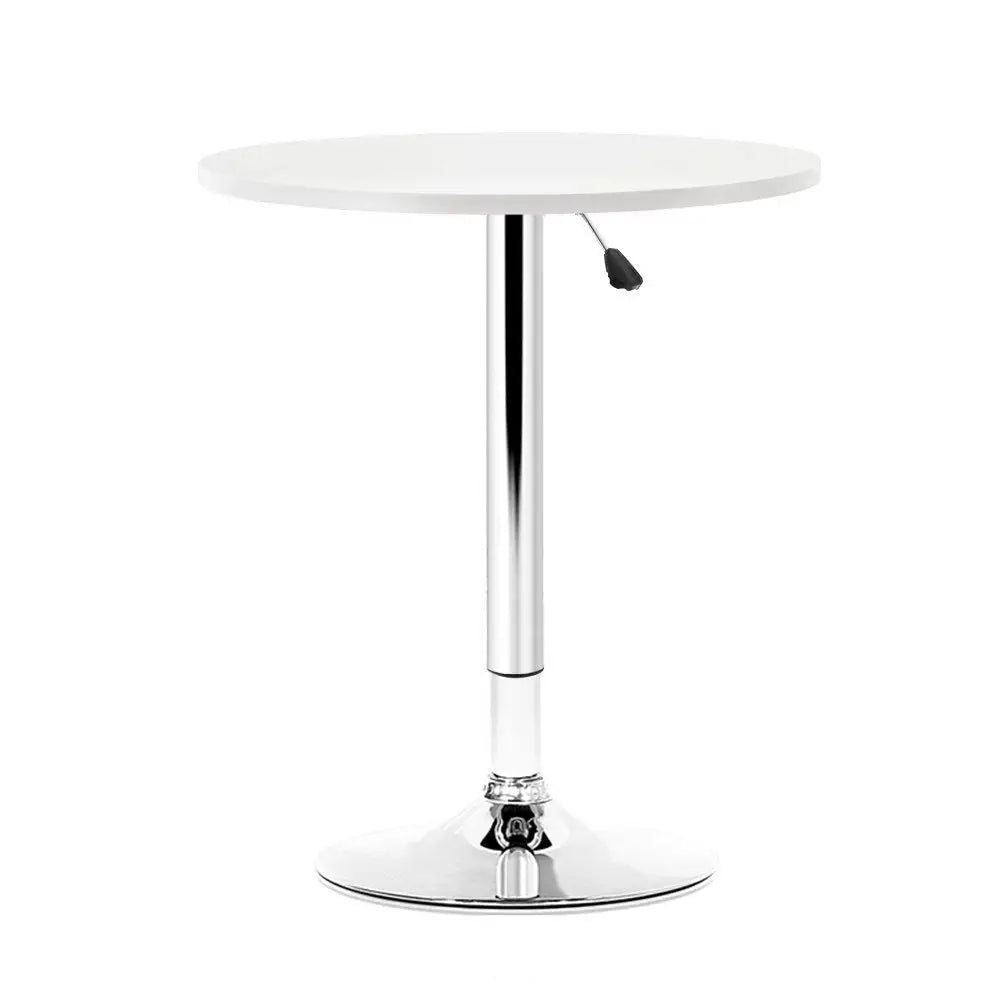 Artiss Bar Table Gas Lift Round White - Furniture > Dining