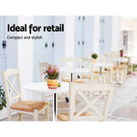 Artiss Bar Table Gas Lift Round White - Furniture > Dining