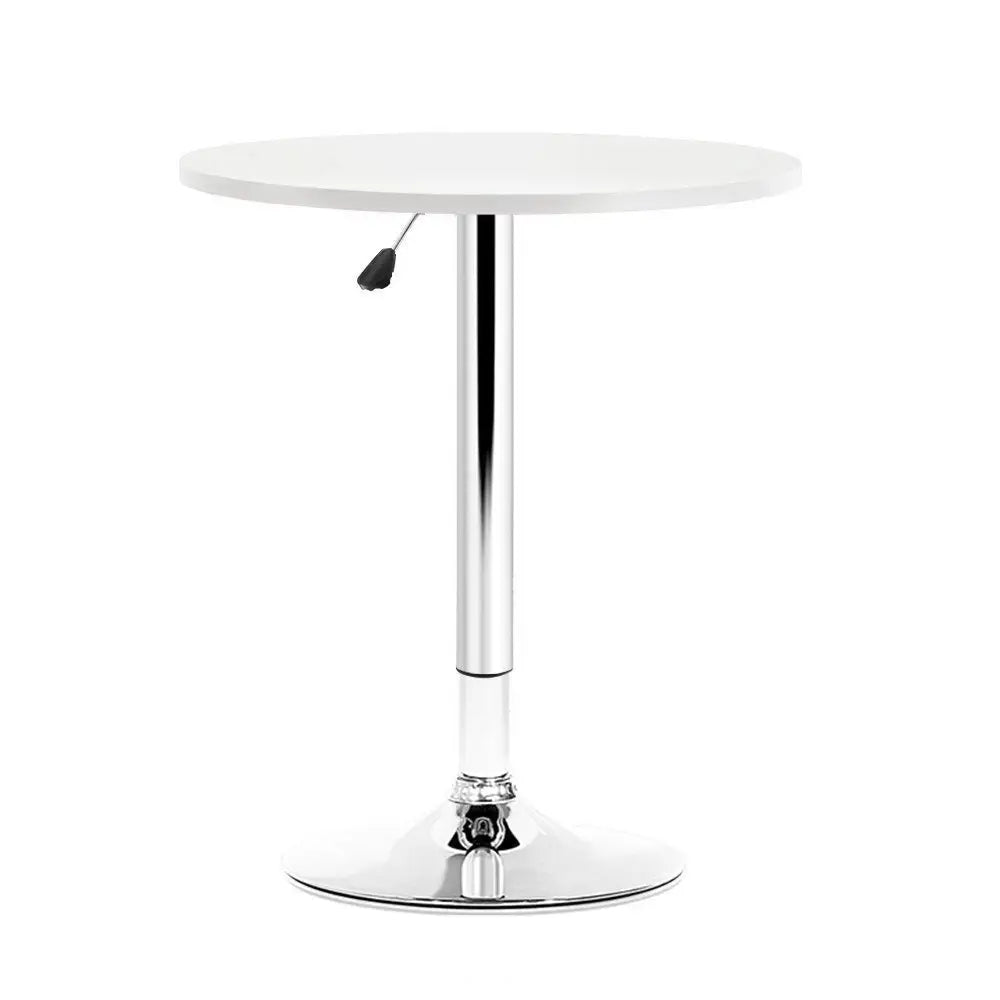 Artiss Bar Table Gas Lift Round White - Furniture > Dining