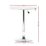 Artiss Bar Table Gas Lift Round White - Furniture > Dining