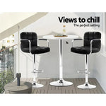 Artiss Bar Table Gas Lift Round White - Furniture > Dining