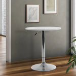 Artiss Bar Table Gas Lift Round White - Furniture > Dining