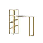 Artiss Bar Table Storage Shelf Wine Rack Home Kitchen Office Desk Gold - Furniture > Living Room