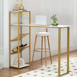 Artiss Bar Table Storage Shelf Wine Rack Home Kitchen Office Desk Gold - Furniture > Living Room