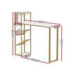 Artiss Bar Table Storage Shelf Wine Rack Home Kitchen Office Desk Gold - Furniture > Living Room