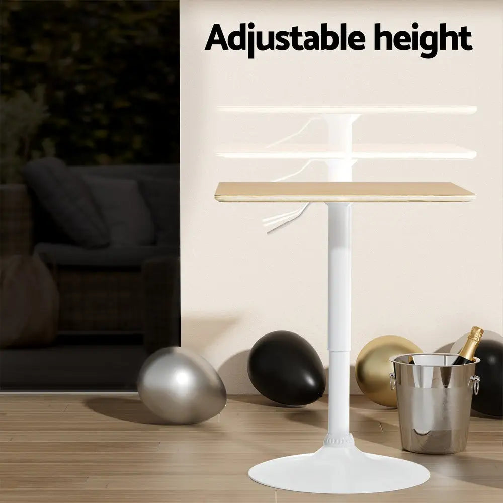 Artiss Bar Table Swivel Base Gas Lift Counter Dining Table 60CM Square Pine - Furniture > Dining