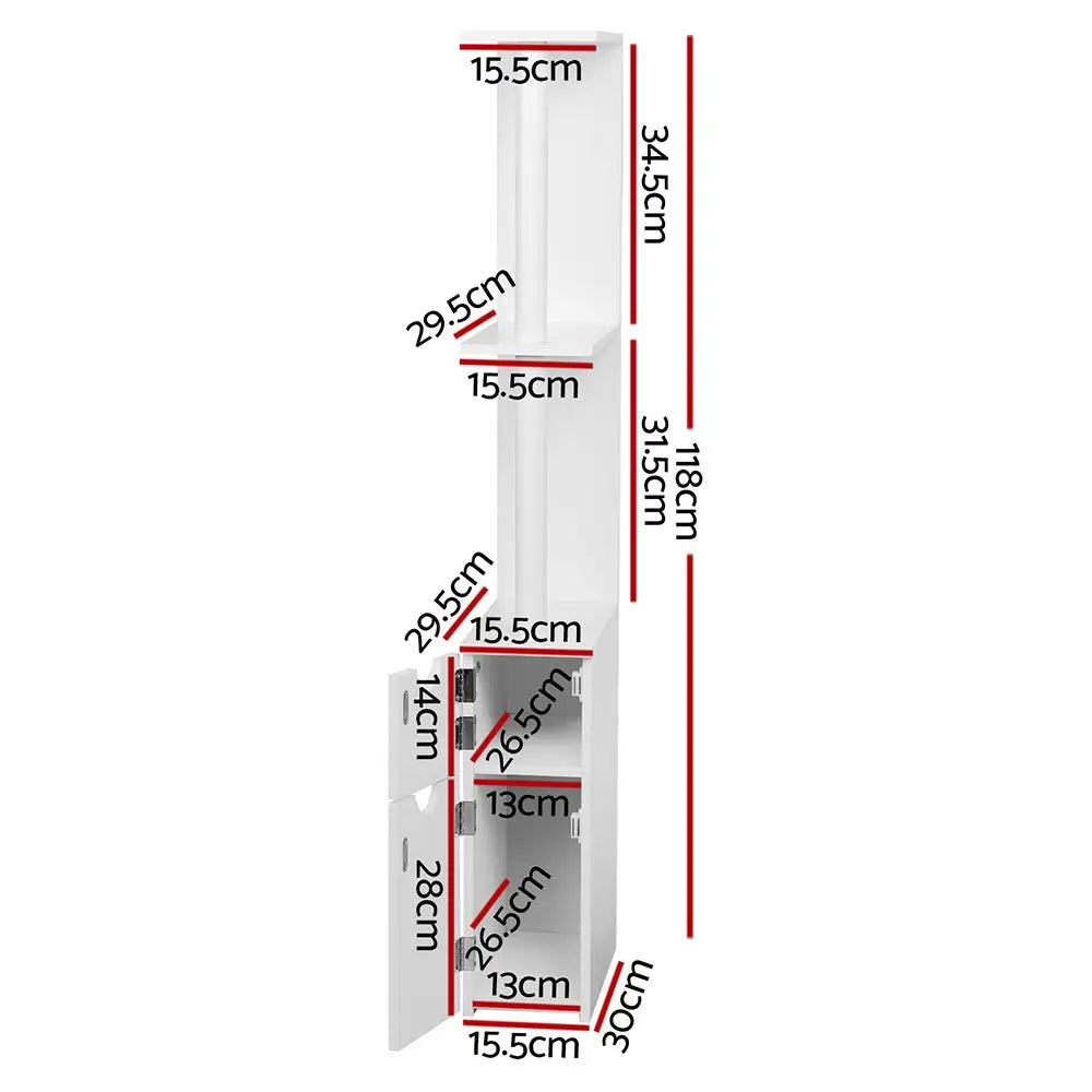 Artiss Bathroom Cabinet Storage 118cm Shelf White - Furniture > Bathroom
