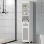 Artiss Bathroom Cabinet Storage 161cm White Rattan Tallboy Toilet Cupboard - Furniture > Bathroom