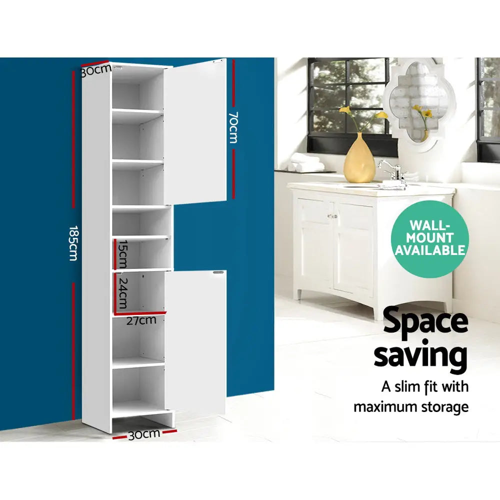 Artiss Bathroom Cabinet Storage 185cm White - Furniture > Bathroom