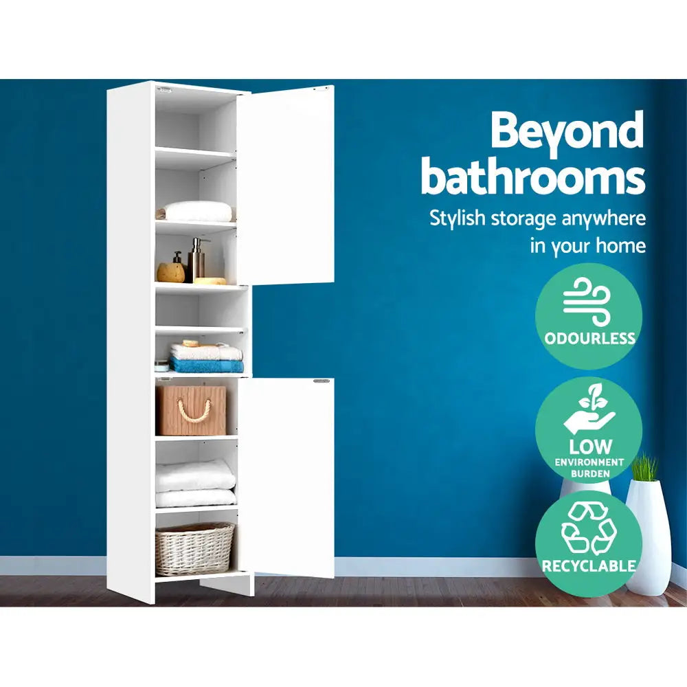 Artiss Bathroom Cabinet Storage 185cm White - Furniture > Bathroom