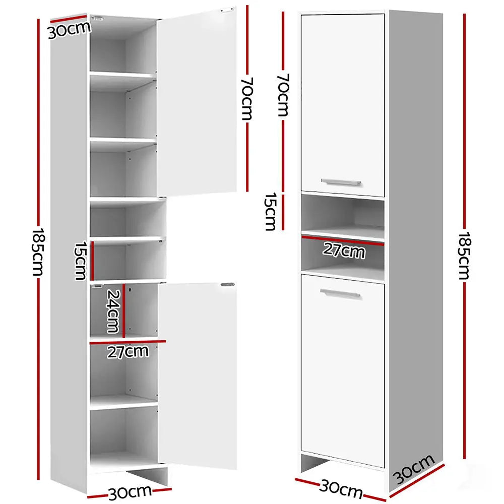 Artiss Bathroom Cabinet Storage 185cm White - Furniture > Bathroom