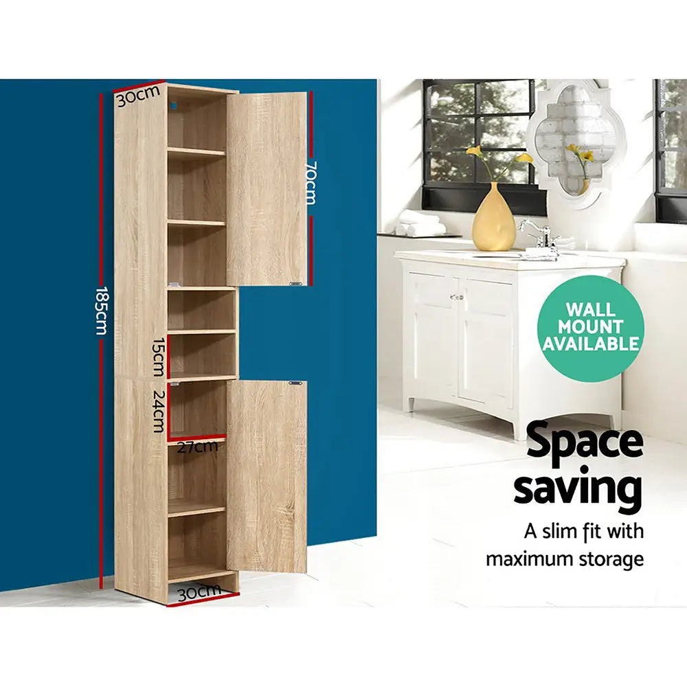 Artiss Bathroom Cabinet Storage 185cm Wooden - Furniture > Bathroom