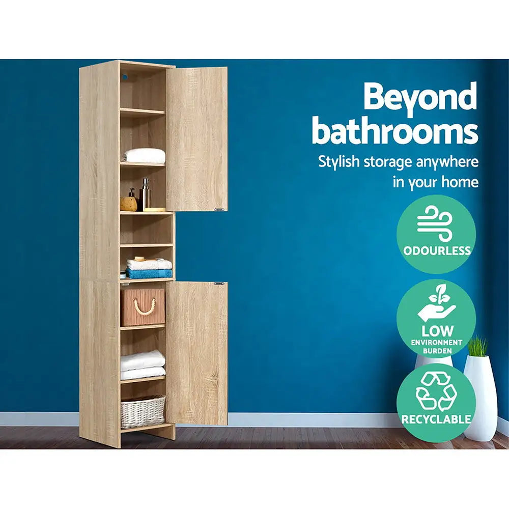 Artiss Bathroom Cabinet Storage 185cm Wooden - Furniture > Bathroom