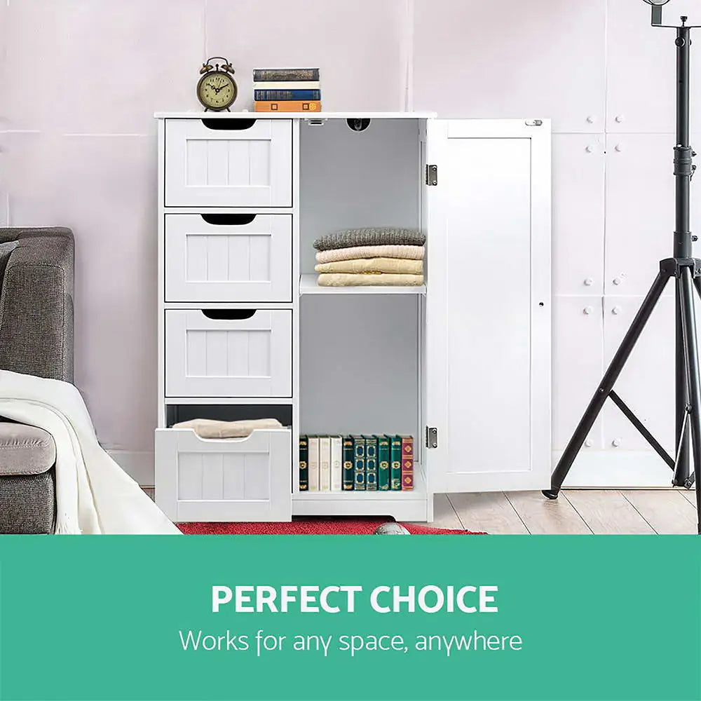 Artiss Bathroom Cabinet Storage Drawers White - Furniture > Bathroom > Bathroom Cabinets Cupboards & Storage