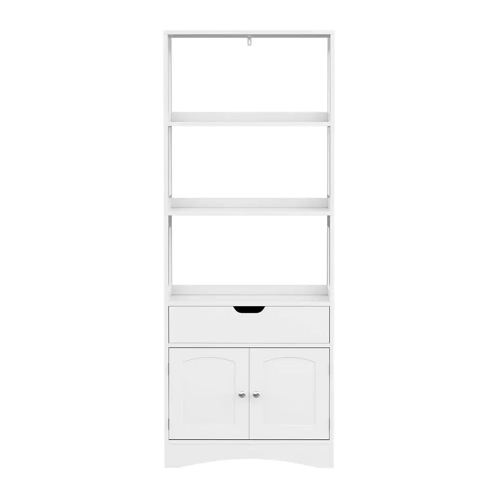 Artiss Bathroom Floor Storage Cabinet with 2 Drawers 3 Open Shelves 2 Doors White - Furniture > Bathroom > Bathroom