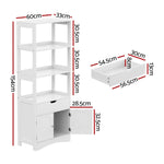 Artiss Bathroom Floor Storage Cabinet with 2 Drawers 3 Open Shelves 2 Doors White - Furniture > Bathroom > Bathroom