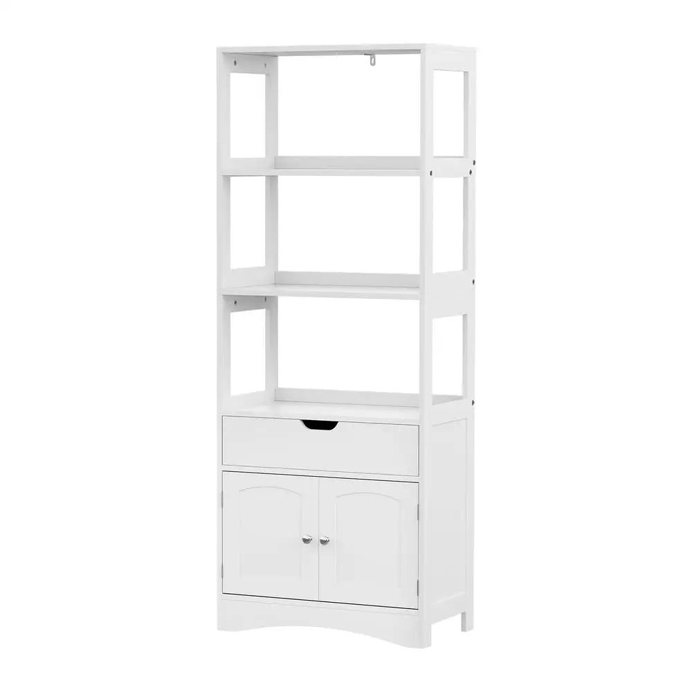 Artiss Bathroom Floor Storage Cabinet with 2 Drawers 3 Open Shelves 2 Doors White - Furniture > Bathroom > Bathroom