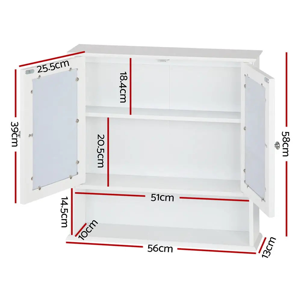 Artiss Bathroom Mirror Cabinet Storage Cupboard - Furniture > Bathroom