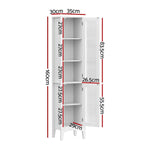 Artiss Bathroom Storage Cabinet 160cm Tall Slim Floor Cupboard Toilet Glass Door White - Furniture > Bathroom >