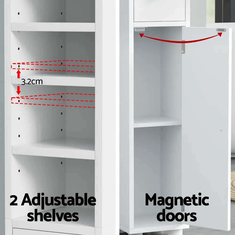 Artiss Bathroom Storage Cabinet 180cm Tall Slim Floor Cupboard Toilet Narrow Linen Tower - Furniture > Bathroom >