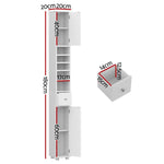 Artiss Bathroom Storage Cabinet 180cm Tall Slim Floor Cupboard Toilet Narrow Linen Tower - Furniture > Bathroom >