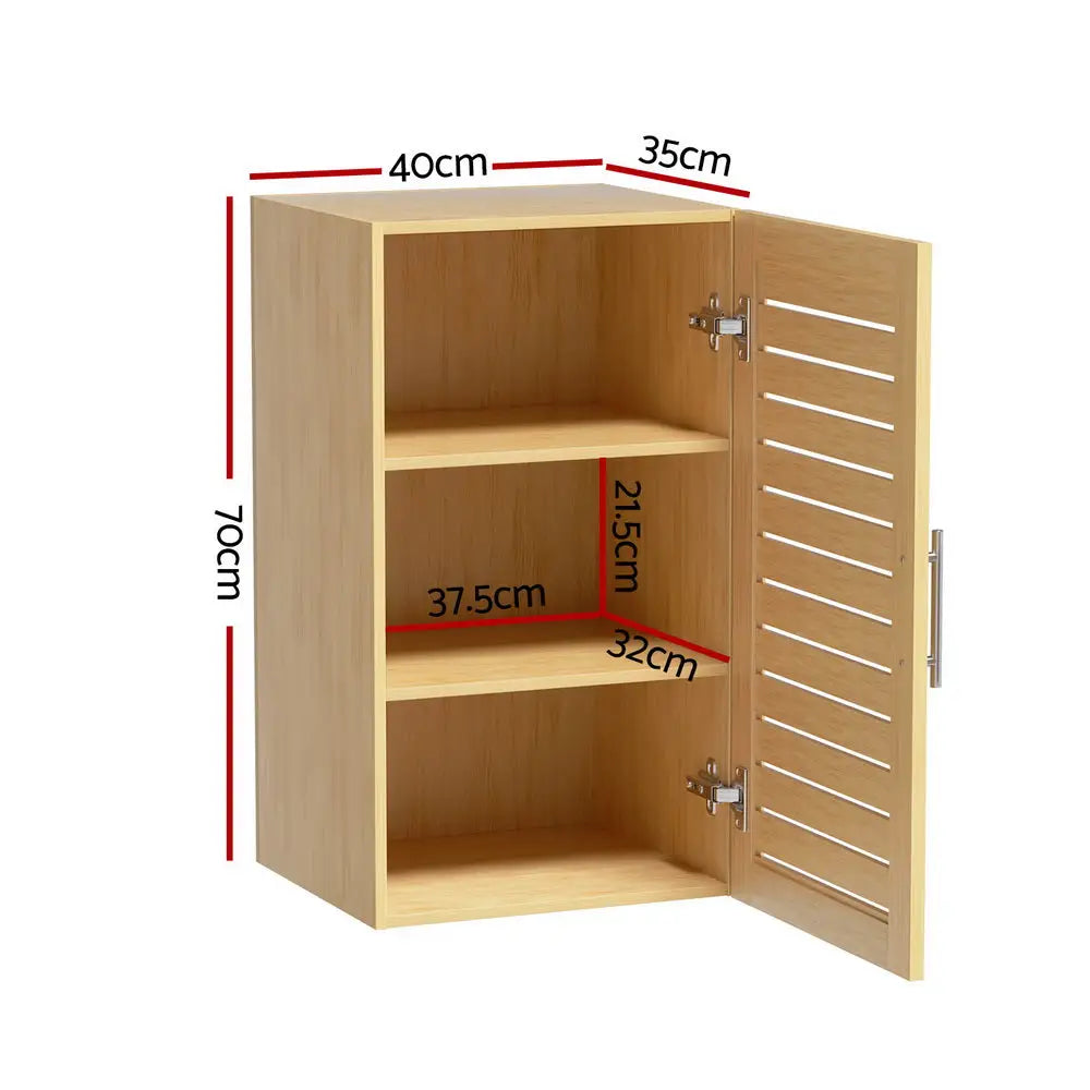 Artiss Bathroom Storage Cabinet 70cm wooden 2 Tier Shelf Wall Mounted JILL - Furniture > Bathroom